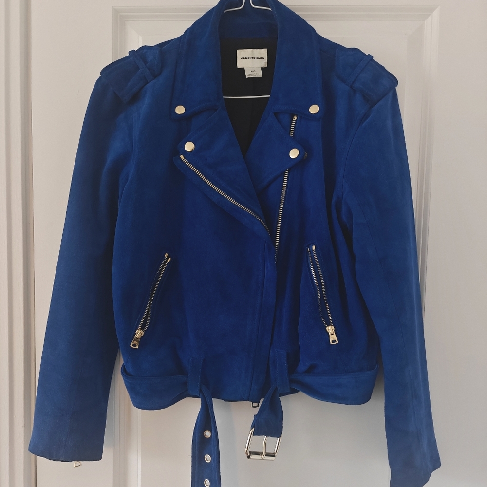 Club Monaco Royal Blue Leather Jacket